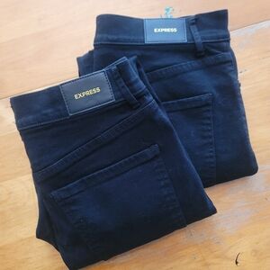2 Pair Express Skinny Super High Rise black jeans size 6R